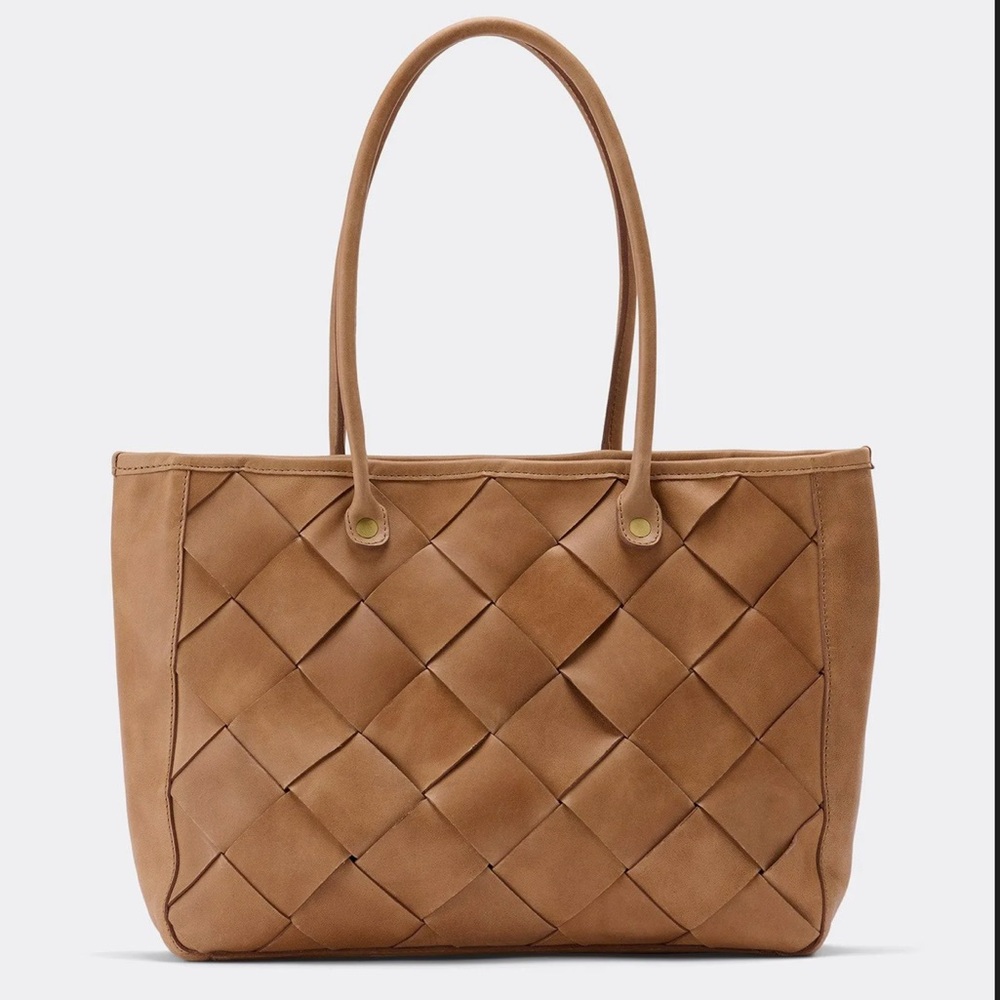 Nisolo Carry-ALL Handwoven Leather Handbag Tote in Almond - Picture 3 of 11